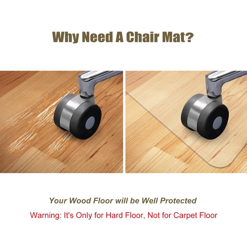 Kuyal Clear Chair Mat, Hard Floor Use, 48" X 59" Transparent Office Home Floor Protector mat Chairmats (48" X 59" Rectangle) - Image 3